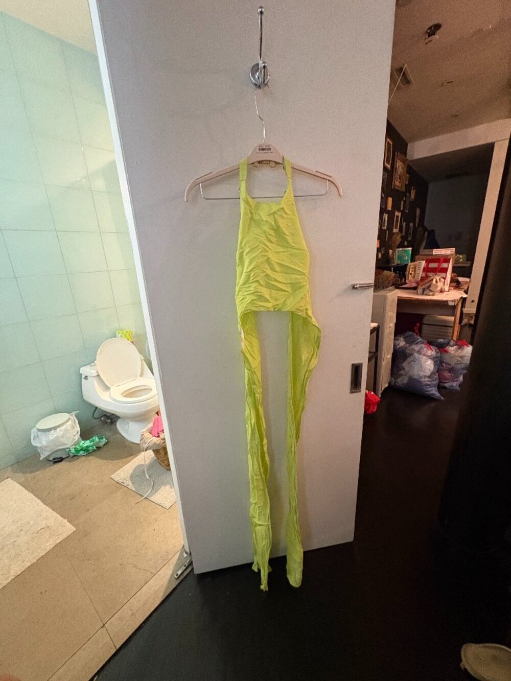 Esteban Cortazar Collective Neon Lime Tie-Around Halter Top Sz S